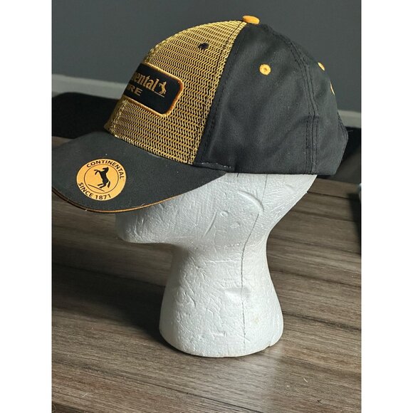 Continental Tire Yellow & Black Mesh Trucker Hat  Horse logo Adjustable Cap - Picture 2 of 10